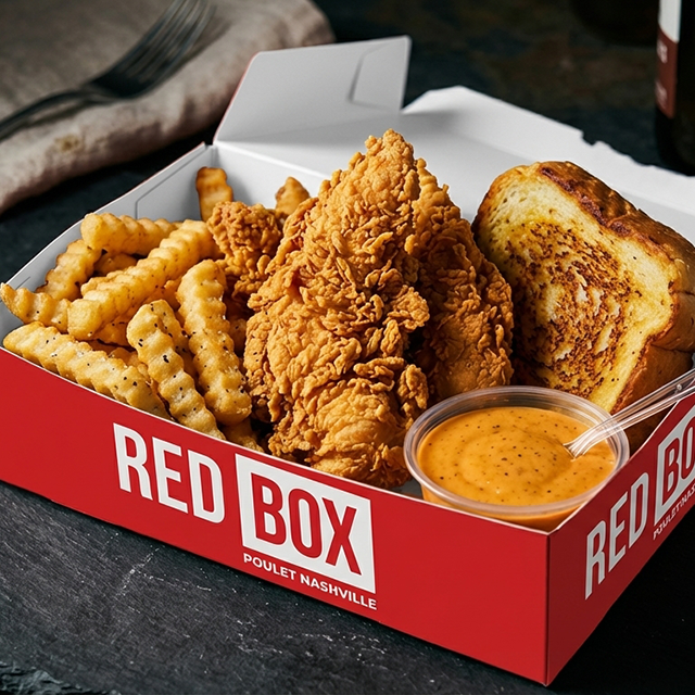 Boîte Rouge avec Languettes de Poulet